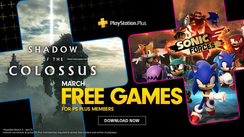 PlayStation Plus в марте: Sony дарит легендарную Shadow of the Colossus и Sonic Forces для PlayStation 4