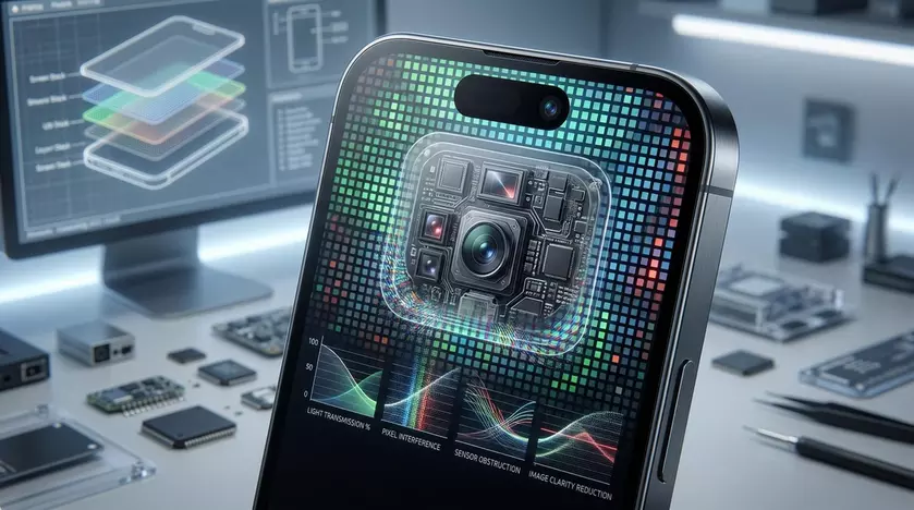 Смартфон iPhone с вырезом Dynamic Island на экране