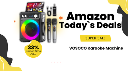 VOSOCO Karaoke Machine with 33% Price Cut – All-in-One Party System with LED Light Show!