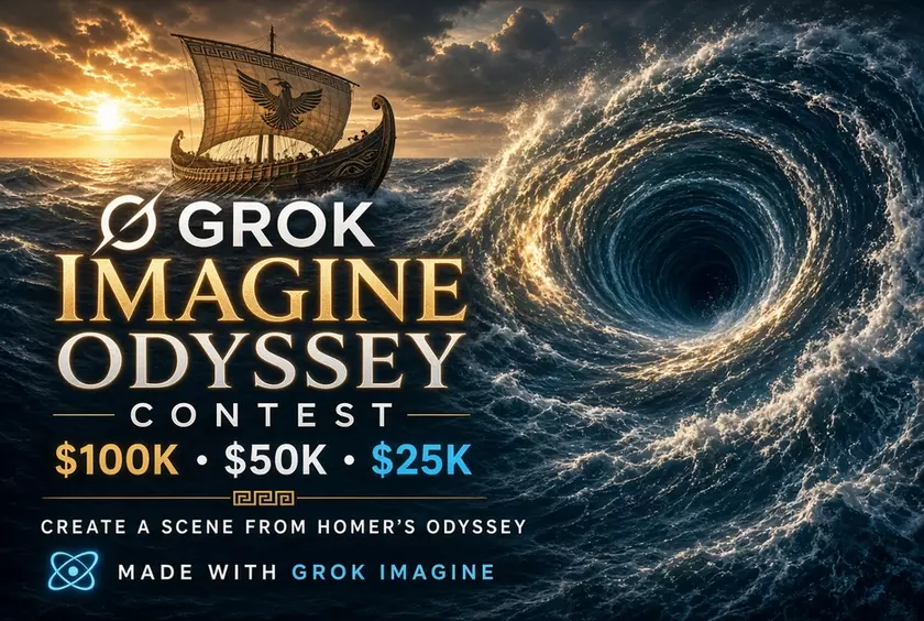Промо изображение конкурса Grok Imagine Odyssey