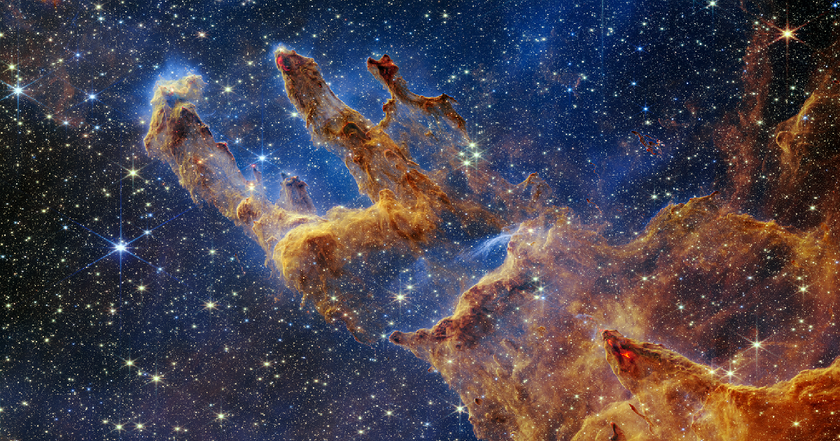 James Webb сделал удивительные фотографии «Столпов Творения», которые находятся в 6500 световых лет от Земли