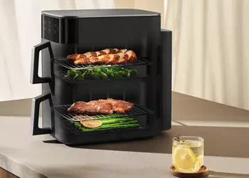Xiaomi выпустила умный двухэтажный аэрогриль, который позволит готовить четыре блюда одновременно