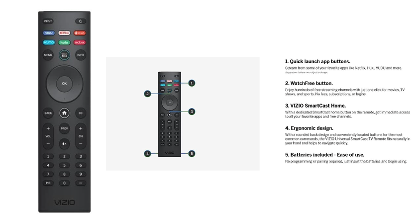 VIZIO XRT140R universal remote for a vizio smart tv