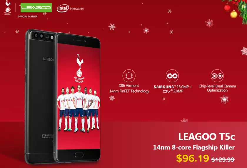 Рождественские скидки на LEAGOO T5C: экономия $35 и мощный смартфон по низкой цене