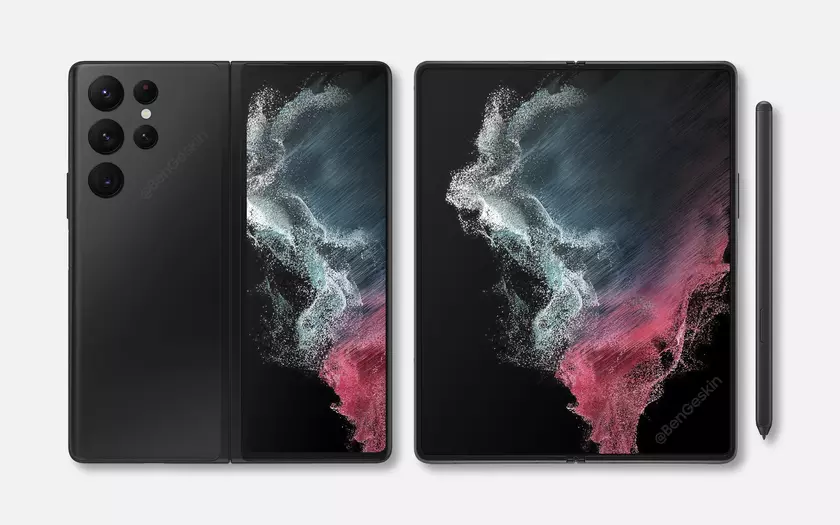 Samsung Galaxy Z Fold 4 показали на концептуальных рендерах с дизайном, как у S22 Ultra