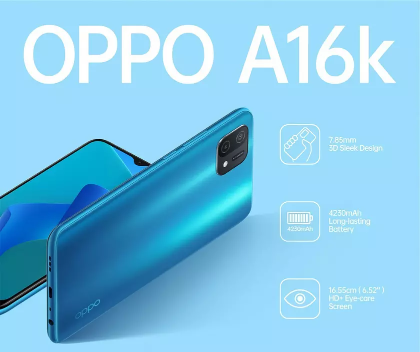OPPO A16k: чип MediaTek Helio G35, батарея на 4230 мАч и ценник в $140