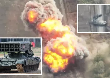 FPV-беспилотник разорвал на части российскую тяжёлую огнемётную систему ТОС-1А с термобарическими ракетами