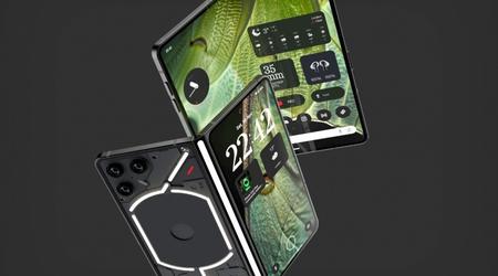 Der Designer hat sich ein faltbares Smartphone Nothing Fold (1) mit einem originellen Scharnier und drei Kameras vorgestellt