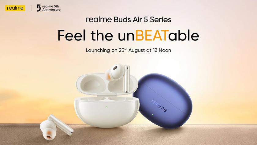 Официально: realme 23 августа представит серию TWS-наушников Buds Air 5