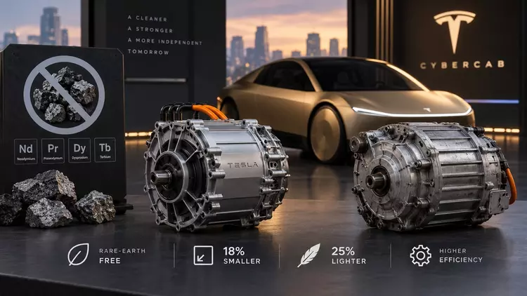 Tesla Cybercab получила двигатель без редкоземельных металлов: легче, меньше и без помощи Китая