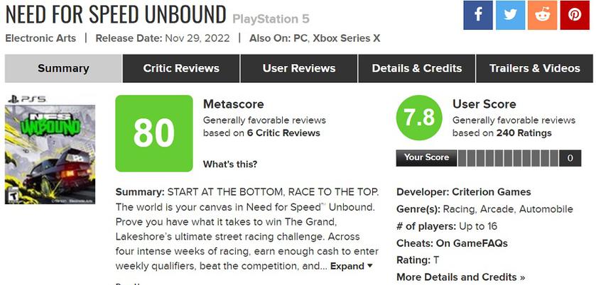 Критики та гравці високо оцінили Need for Speed: Unbound-2