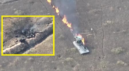 Українські дрони-камікадзе вартістю $500 з двох спроб знищили російську самохідну гаубицю 2С1 "Гвоздика"