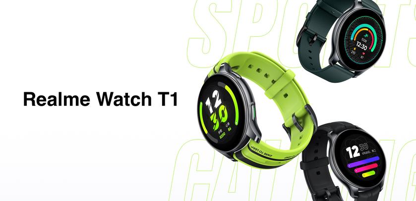 Realme Watch T1: круглый AMOLED-дисплей, датчик SpO2, 110 спортивных режимов, NFC и автономность до 7 дней за $110