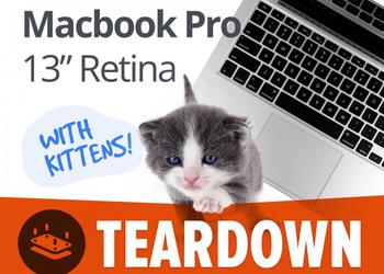 Разборка MacBook Pro Retina 13 силами iFixit и... котёнка