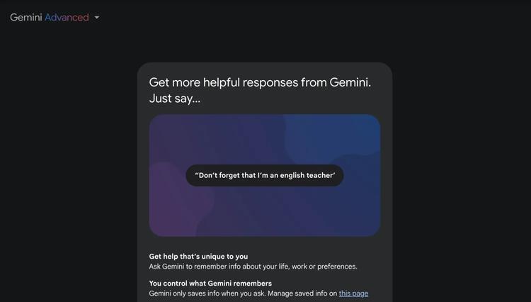 Gemini Advanced now remembers user preferences