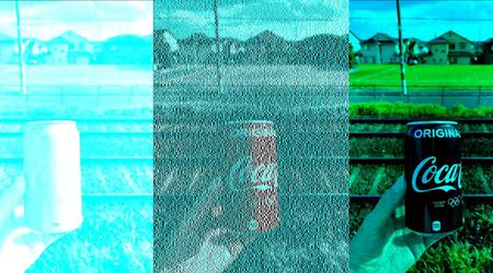 A photo of a Coca-Cola can that looks red, but is made up of only black and blue pixels, is being shared on social media, how does it work?