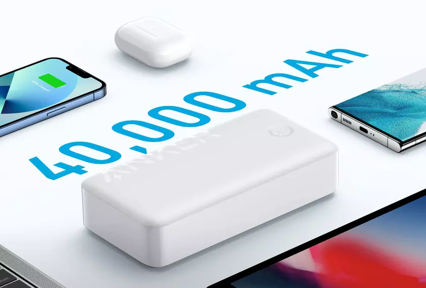 Anker 347 Portable Power Bank с четырьмя портами, объёмом 40 000 мАч и мощностью в 30 Вт продают на Amazon за $55 (скидка $44)