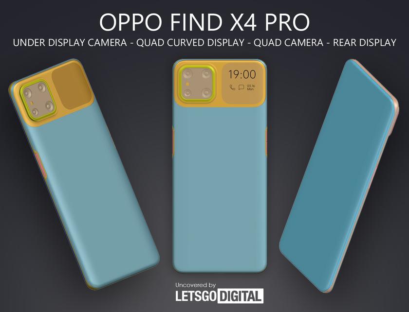 OPPO Find X4 Pro получит дополнительный экран рядом с основной камерой и подэкранную фронталку