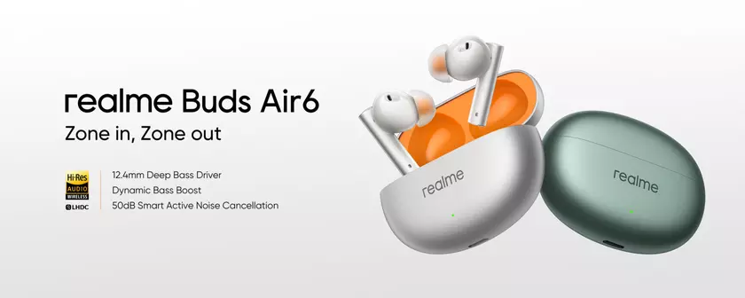 realme Buds Air 6 с ANC, поддержкой LHDC, автономностью до 40 часов и ценой $39 дебютировали за пределами Китая