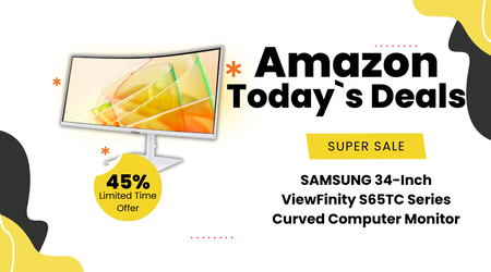 SAMSUNG 34-Inch ViewFinity S65TC Curved Monitor - Now $360 Off!