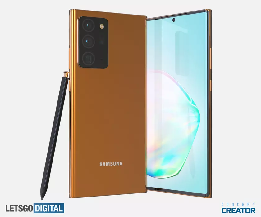 Золотой флагман: Samsung Galaxy Note 20 Ultra (Note 20+) на новых рендерах и видео