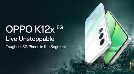 OPPO K12x 5G з екраном на 120 Гц, чипом MediaTek Dimensity 6300 і захистом MIL-STD-810H/IP54 дебютував за межами Китаю 