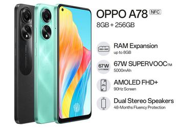 OPPO A78 4G – Snapdragon 680, 90-Гц дисплей AMOLED и 67-Вт зарядка стоимостью $235