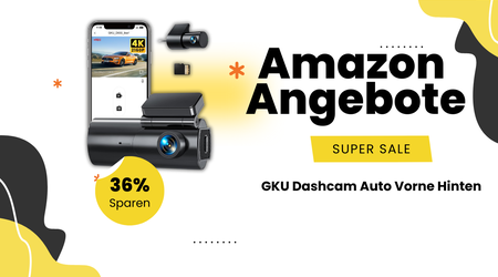 GKU Dashcam Auto mit 4K Vorne und Hinten – Jetzt 40€ reduziert!