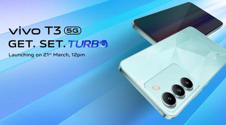 È ufficiale: il vivo T3 5G con schermo AMOLED a 120Hz, chip Dimensity 7200 e batteria da 5000mAh debutterà il 21 marzo.