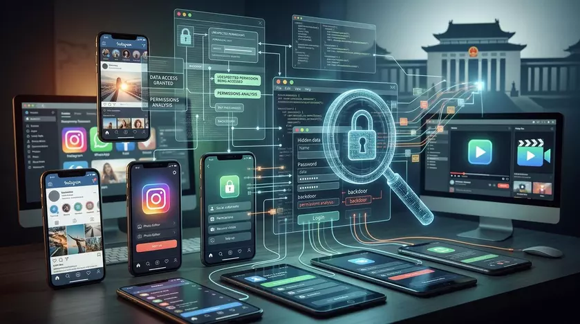 Символическое изображение цифрового надзора через смартфон