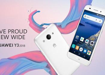 Announcement of Android Go-smartphone Huawei Y3 (2018): a chip MediaTek MT6737, 1 GB of RAM and a camera for 8 megapixels