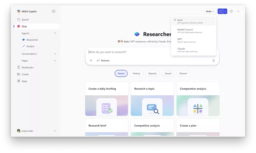Изучаем Новинки: Интерфейс Researcher в Microsoft 365 Copilot