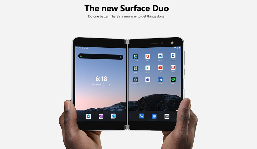 Microsoft открыла предзаказ на Surface Duo: складной Android-смартфон c двумя 5.6-дюймовыми дисплеями и ценником в $1399