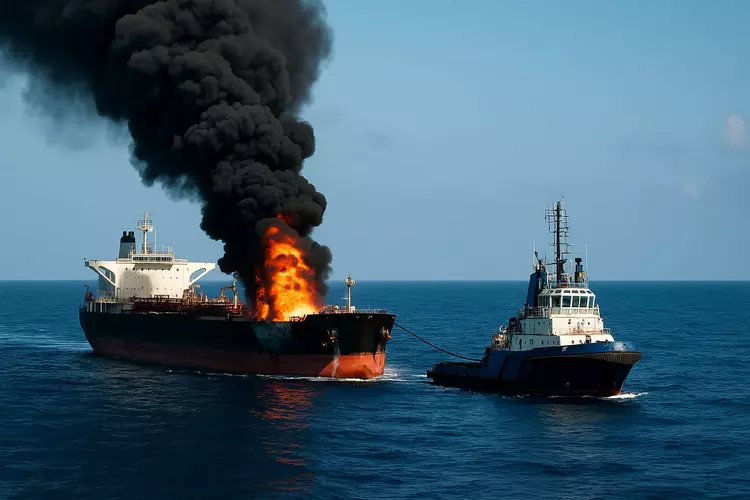 Explosion on an oil tanker off ...