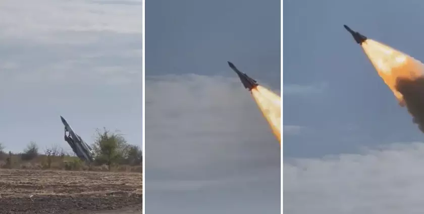 Опубликовано первое видео запуска зенитной ракеты С-200, модифицированной для ударов по наземным целям