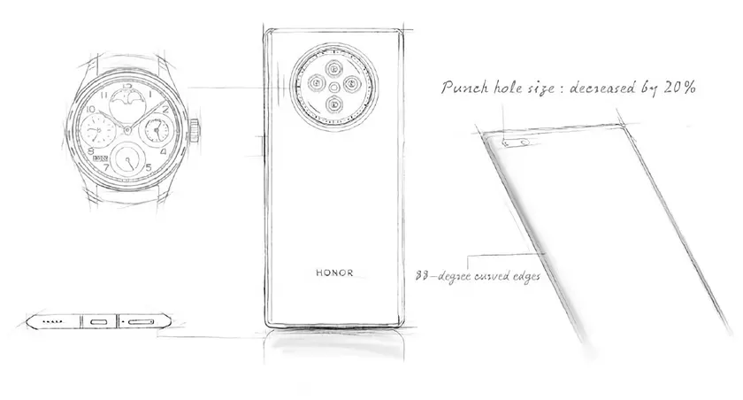 Флагманский смартфон Honor V40 появился на изображениях с круглой квадро-камерой и «дырявым» дисплеем