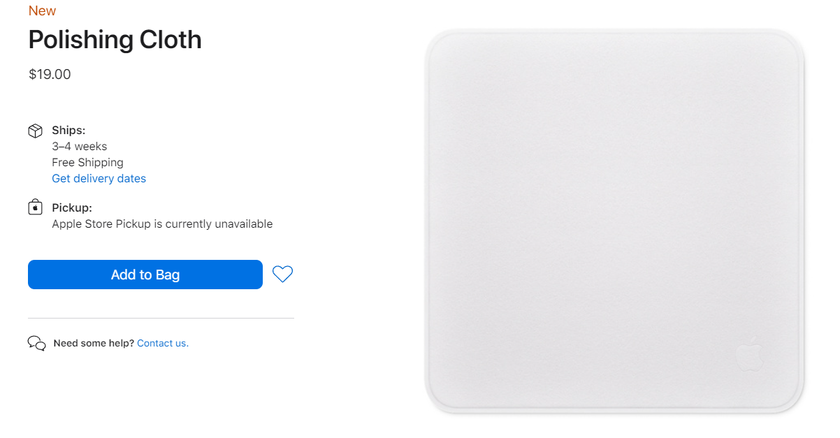 Apple представила салфетку по уходу за экранами за $19