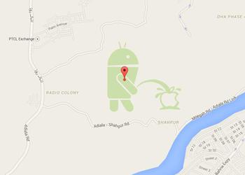 Android мочится на логотип Apple на гуглокартах
