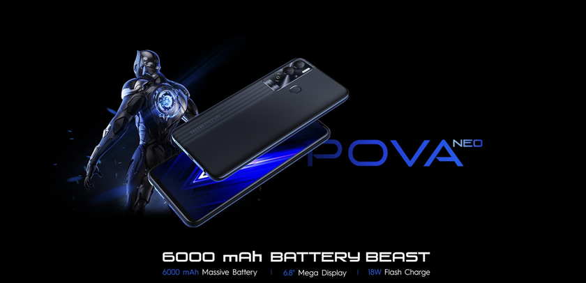 Tecno Pova Neo: smartphone economico con batteria da 6000 mAh, schermo da 6,8 pollici e doppia fotocamera