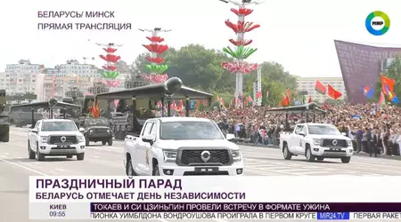 Belarus demonstrates Iranian Shahed on Chinese cars at the parade 
