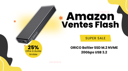 ORICO Boîtier SSD M.2 NVMe USB 3.2 20Gbps – Économisez 13€!