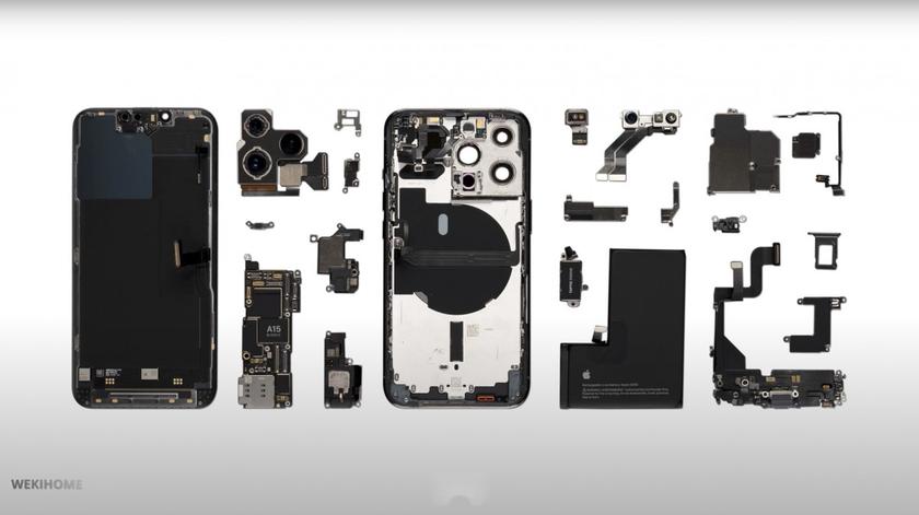 Разборка iPhone 13 Pro показала, что внутри смартфона скрываются аккумулятор на 3095 мАч и модем Qualcomm X60 5G