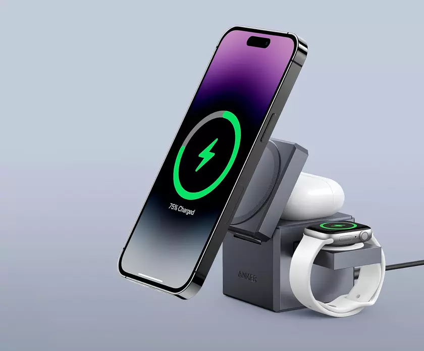Anker 3-in-1 Cube на Amazon: док-станция с поддержкой MagSafe для iPhone, Apple Watch и AirPods со скидкой $37