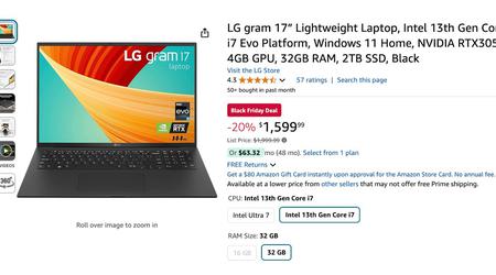 LG gram 17” Lightweight Laptop with a $400 Discount!