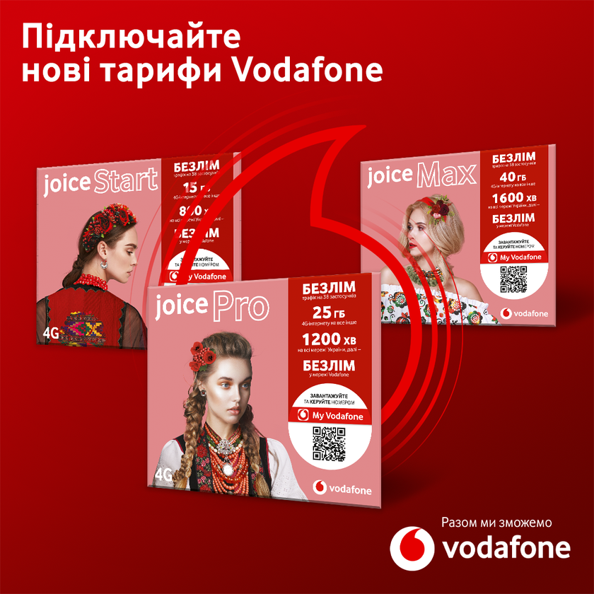 Joice – новая линейка тарифов Vodafone с 15-40 ГБ интернета по цене от ₴180