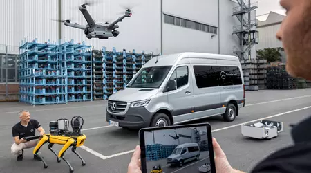 A robot dog and a drone have taken up residence at the Mercedes-Benz factory in Düsseldorf
