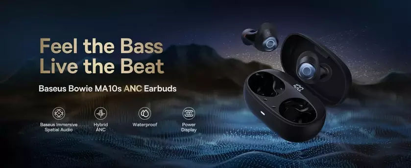 Baseus Bowie MA10s: TWS-наушники с ANC, беспроводной зарядкой и функцией Spatial Audio за $39 (скидка $10)