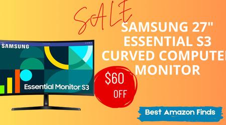 SAMSUNG 27" Essential S3 Curved Computer Monitor - Now $60 Discount Limited Time Deal!