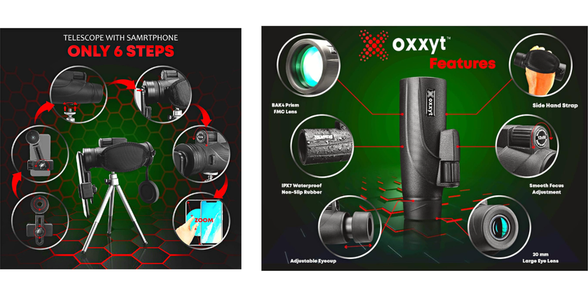 Oxxyt 12x50 monokulares teleskop für das telefon