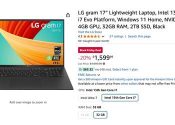 LG gram 17” Lightweight Laptop with a $400 Discount!